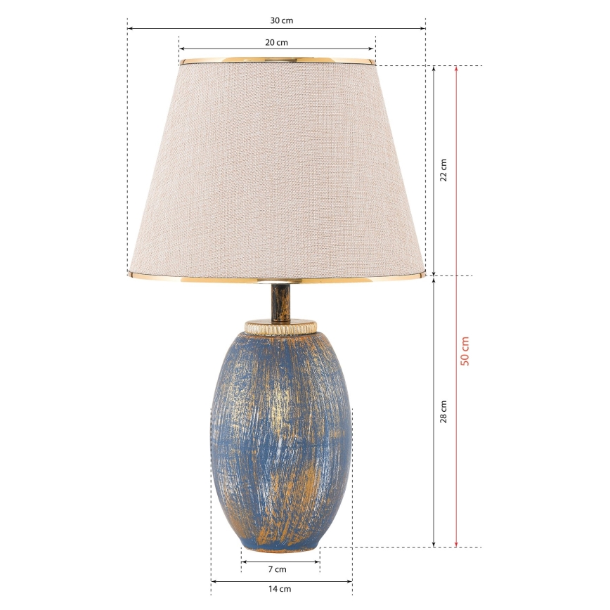 Lampe de bureau RAMZES 1xE27/40W/230V crème/bleu