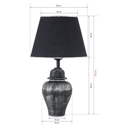 Lampe de bureau RAMZES 1xE27/40W/230V noire/argentée