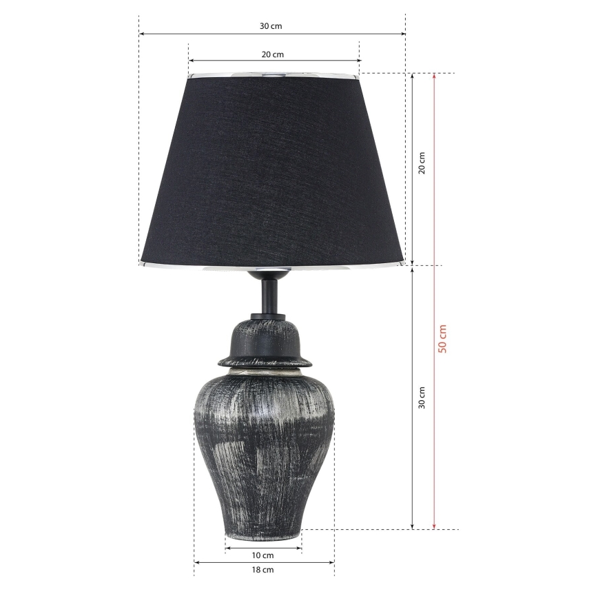 Lampe de bureau RAMZES 1xE27/40W/230V noire/argentée