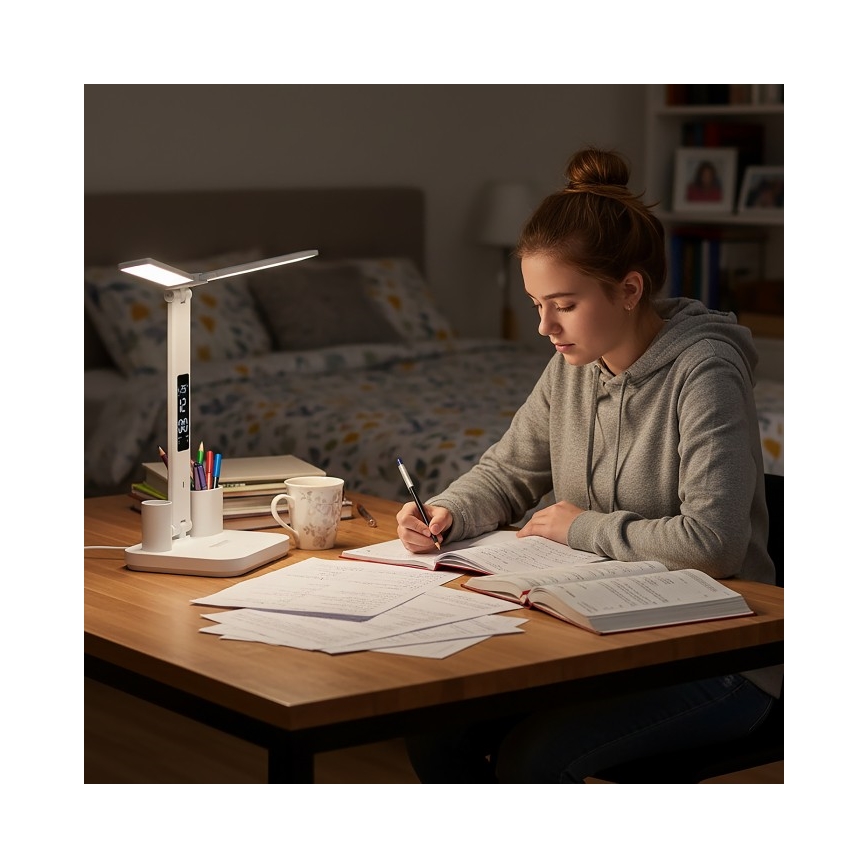 Lampe de bureau LED rechargeable et réglable en intensité NOBLITE P LED/5W/5V 3000/4000/6000K 2200 mAh blanche