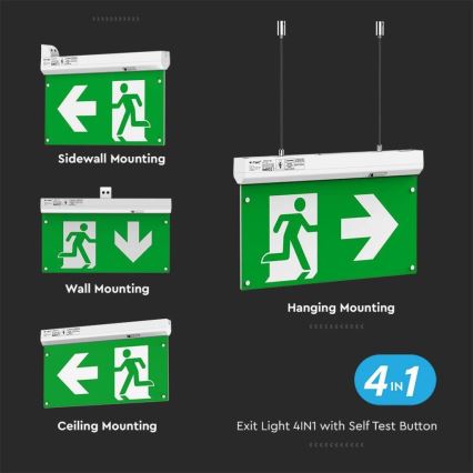 Lampe de secours LED EMERGENCY EXIT LED/2,5W/230V 4en1 6000K