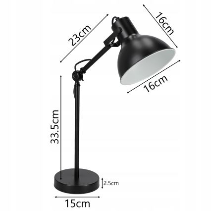 Lampe de table 1xE27/40W/230V noire