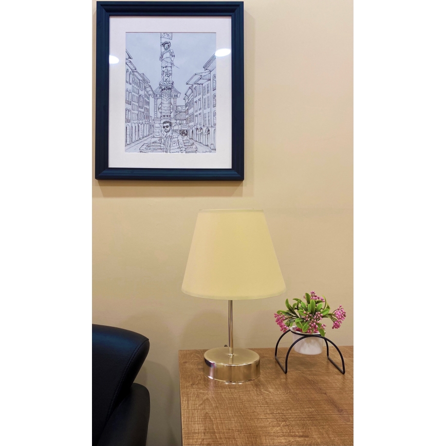 Lampe de table 1xE27/60W/230V beige/chrome brillant