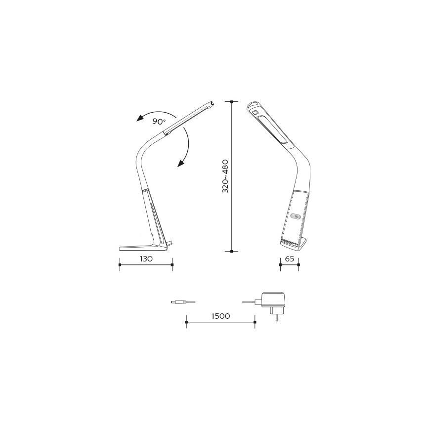 Lampe de table à intensité variable avec charge sans fil et détecteur LORD EVO LED/8W/230V 3000K/4500K/6000K noir