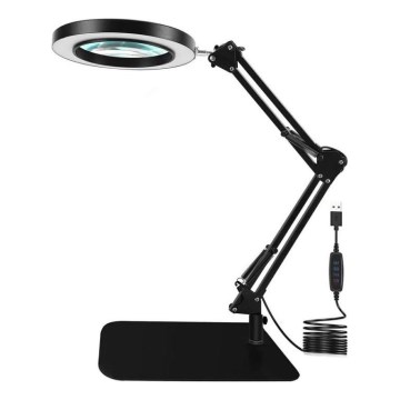 Lampe de table à intensité variable avec loupe LED/11W/5V 3000-6000K noir