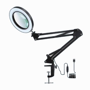 Lampe de table à intensité variable avec loupe LED/22W/5V 4000-6000K noir