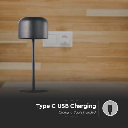 Lampe de table tactile rechargeable et à intensité variable LED/1,5W/5V 2700-5700K IP54 2200 mAh noir