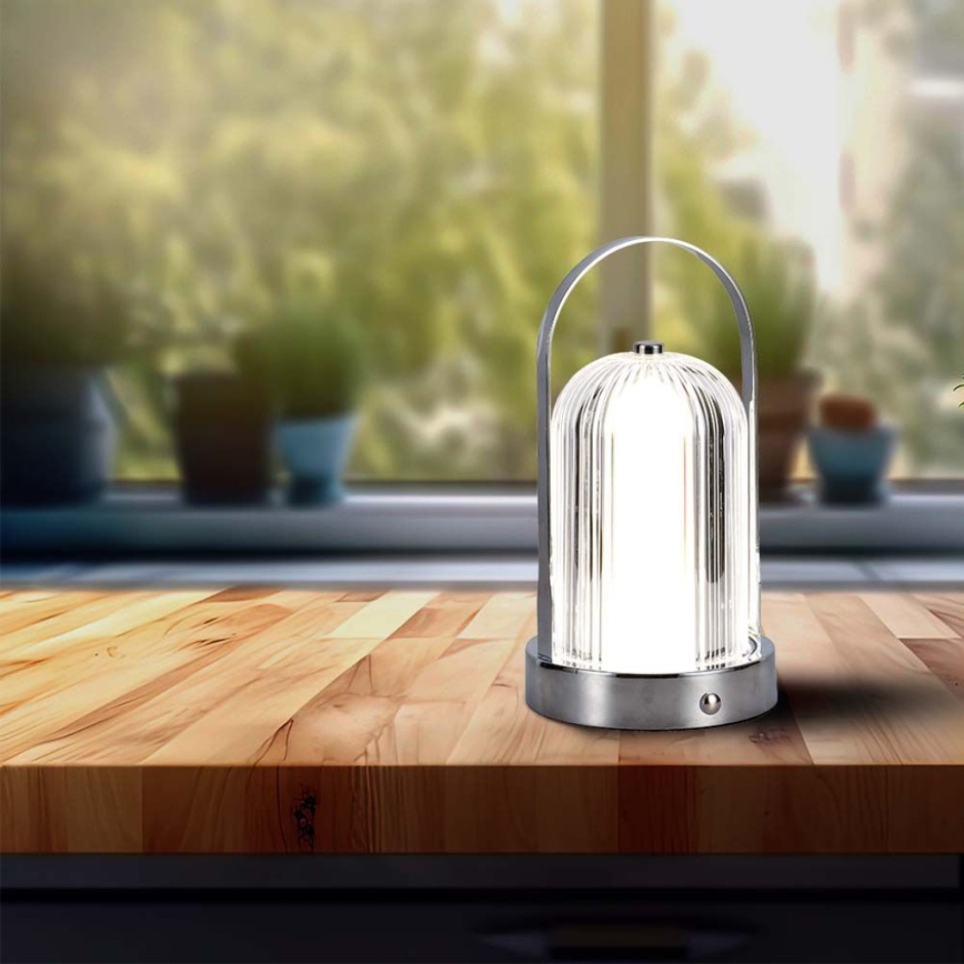 Lampe de table tactile rechargeable et à intensité variable LED/1W/5V 3000-6000K 1800 mAh chrome mat