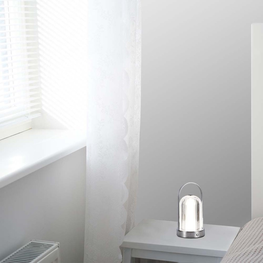 Lampe de table tactile rechargeable et à intensité variable LED/1W/5V 3000-6000K 1800 mAh chrome mat