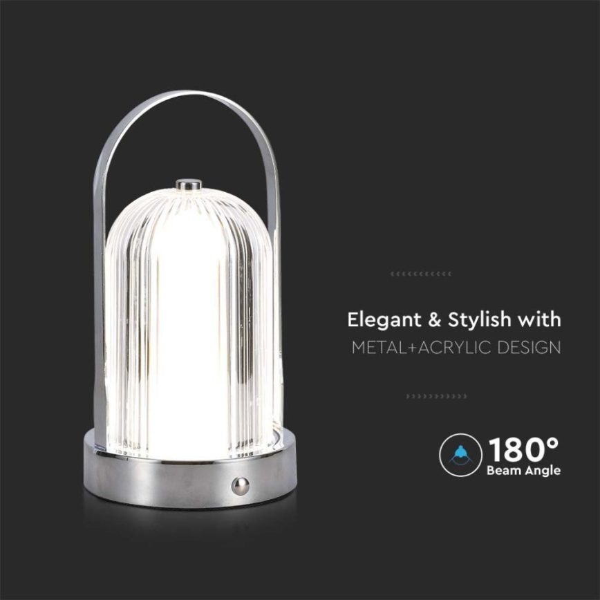 Lampe de table tactile rechargeable et à intensité variable LED/1W/5V 3000-6000K 1800 mAh chrome mat