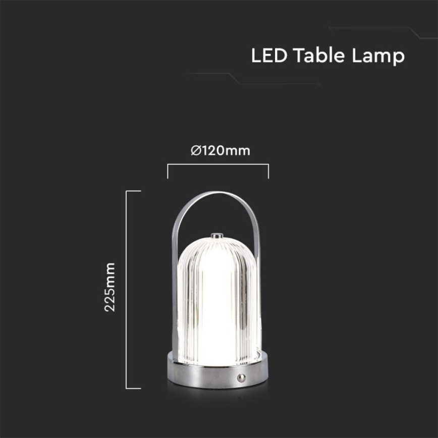 Lampe de table tactile rechargeable et à intensité variable LED/1W/5V 3000-6000K 1800 mAh chrome mat