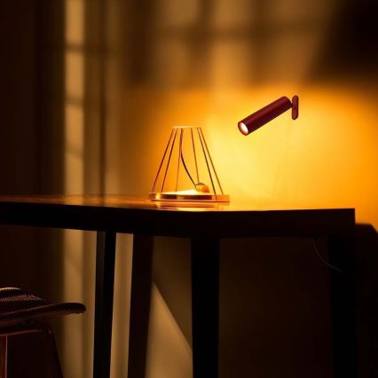 Lampe de table rechargeable à intensité variable magnétique LED/3W/5V 4000K 1500 mAh rouge