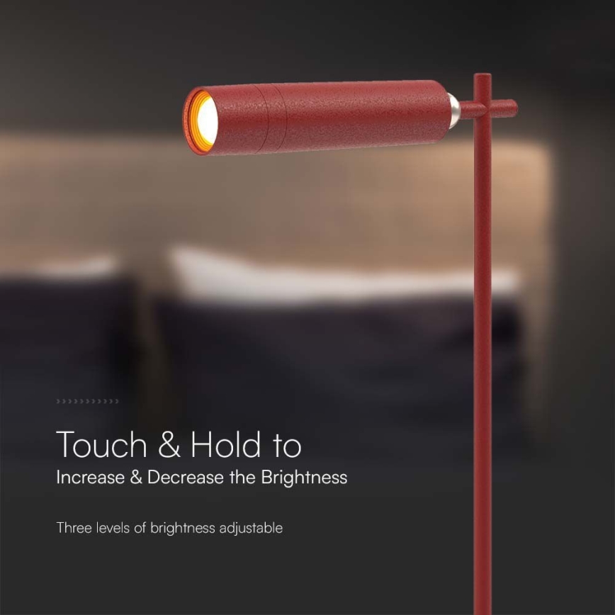 Lampe de table rechargeable à intensité variable magnétique LED/3W/5V 4000K 1500 mAh rouge