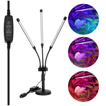 Lampe de table flexible à intensité variable pour la culture de plantes VITARO 3xLED/10W/230V noir