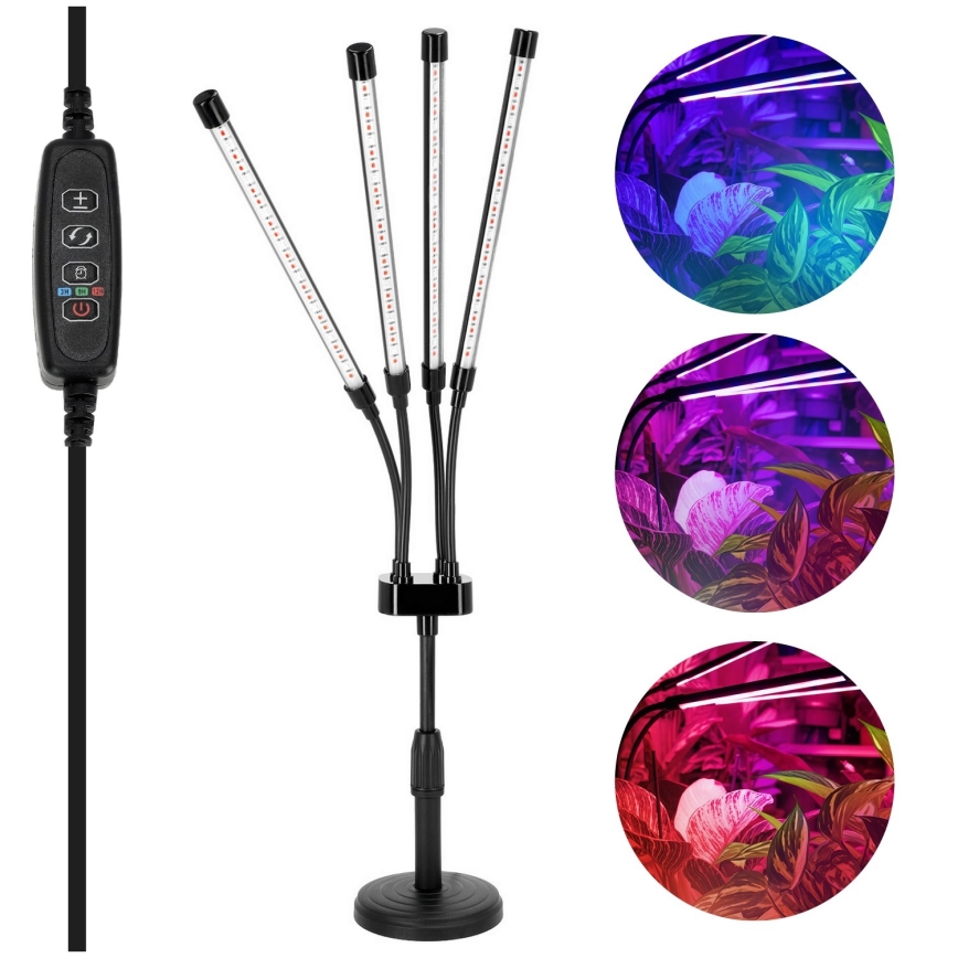 LED à intensité variable flexible lampe de table pour la culture des plantes VITARO 4xLED/10W/230V noir