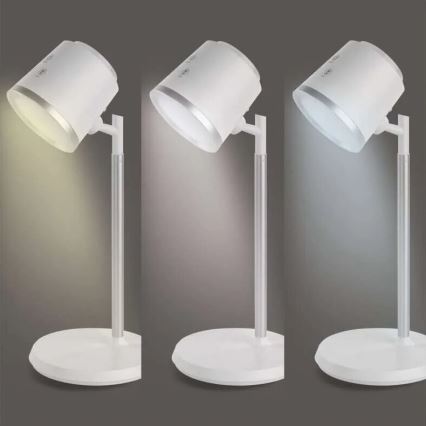 Lampe de table à intensité variable rechargeable 4en1 LED/6W/3,7V 3000K/4000K/6500K 1500mAh blanc