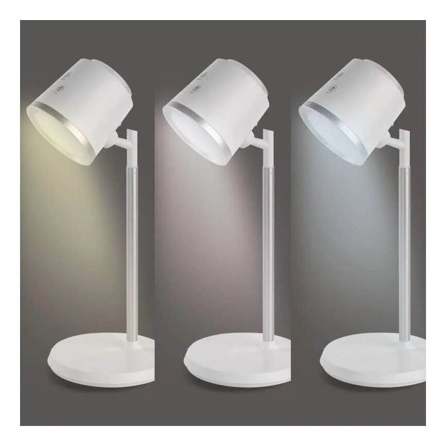 Lampe de table à intensité variable rechargeable 4en1 LED/6W/3,7V 3000K/4000K/6500K 1500mAh blanc