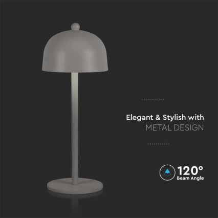 Lampe de table tactile à intensité variable rechargeable LED/1W/5V 3000-6000K 1800 mAh gris