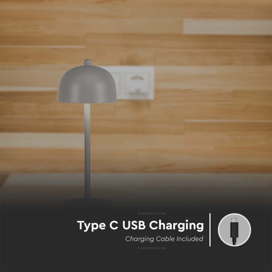 Lampe de table tactile à intensité variable rechargeable LED/1W/5V 3000-6000K 1800 mAh gris