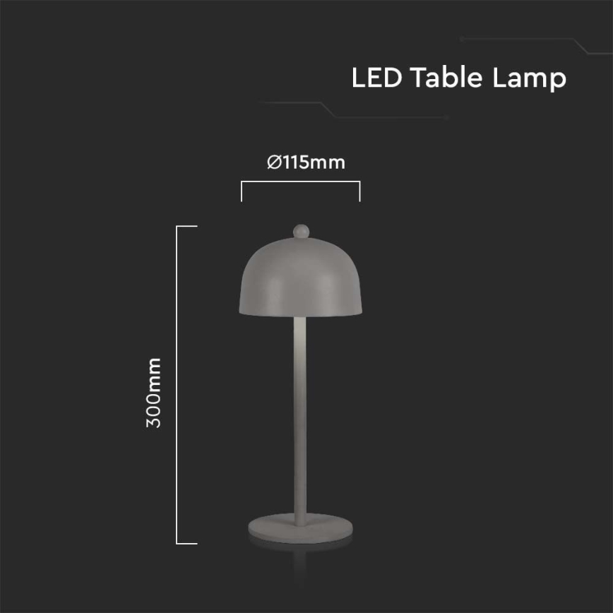 Lampe de table tactile à intensité variable rechargeable LED/1W/5V 3000-6000K 1800 mAh gris