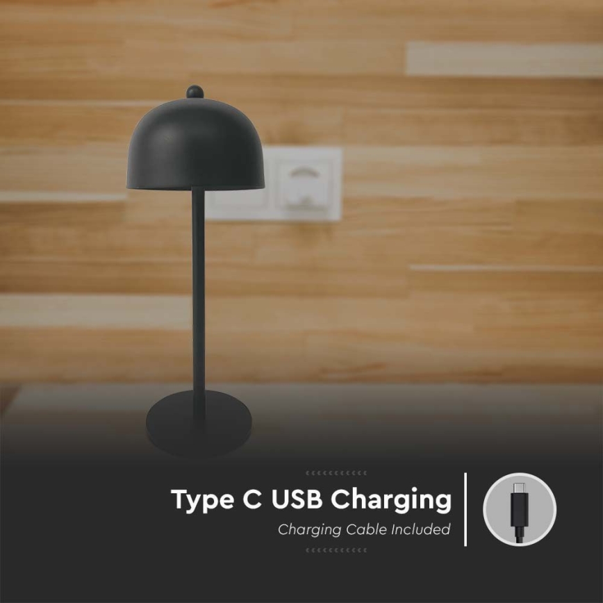 Lampe de table tactile rechargeable et à intensité variable LED/1W/5V 3000-6000K 1800 mAh noir