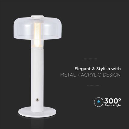 Lampe de table tactile rechargeable et à intensité variable LED/1W/5V 3000K 1800 mAh blanc