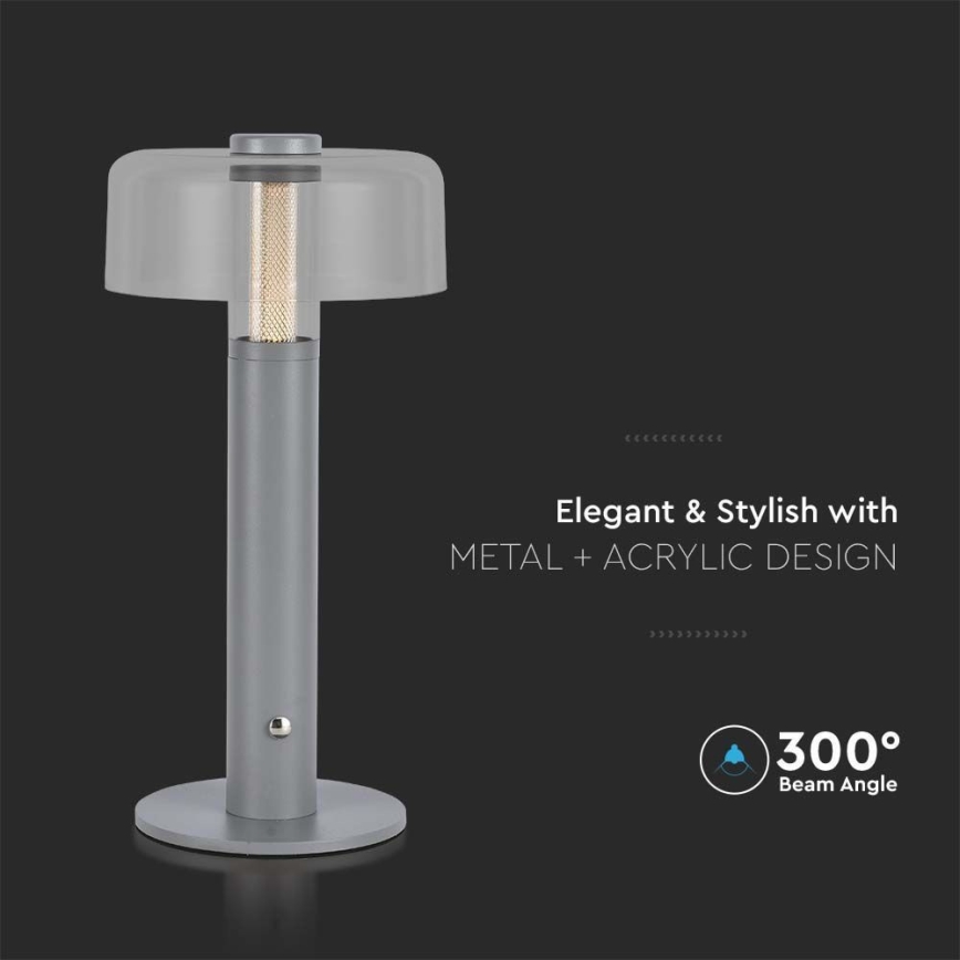 Lampe de table tactile rechargeable et à intensité variable LED/1W/5V 3000K 1800 mAh gris