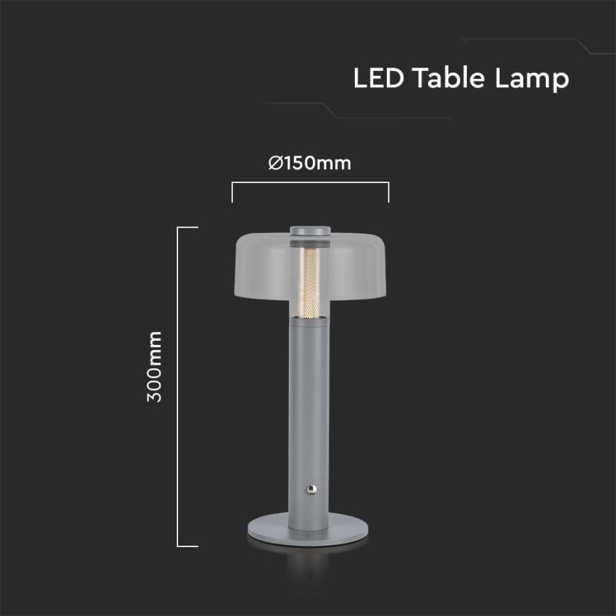 Lampe de table tactile rechargeable et à intensité variable LED/1W/5V 3000K 1800 mAh gris