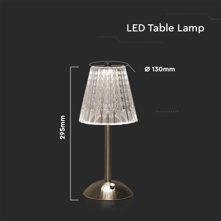 Lampe de table tactile rechargeable et à intensité variable LED/2,4W/5V 3000-6000K 1800 mAh chrome brillant