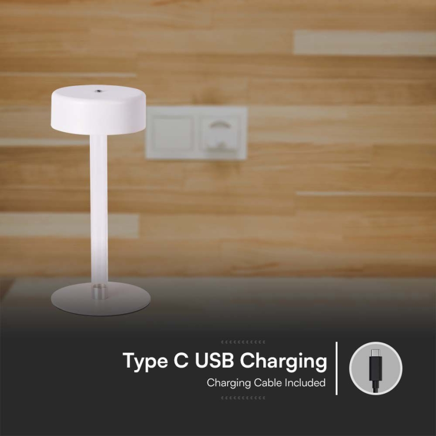 Lampe de table tactile rechargeable et à intensité variable LED/3W/5V 3000-6000K 2400 mAh blanc