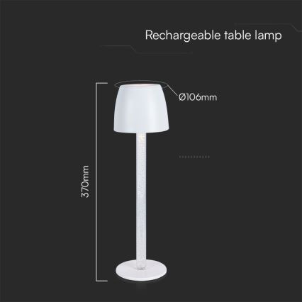 Lampe de table tactile rechargeable et à intensité variable LED/3W/5V 3000K 1800 mAh noir
