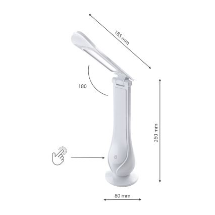 Lampe de table à intensité variable rechargeable LILLY LED/4W/5V 1200 mAh blanc