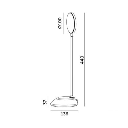 LED Lampe de table à intensité variable rechargeable VISUA LED/5W/5V 3000-5000K 1200 mAh gris