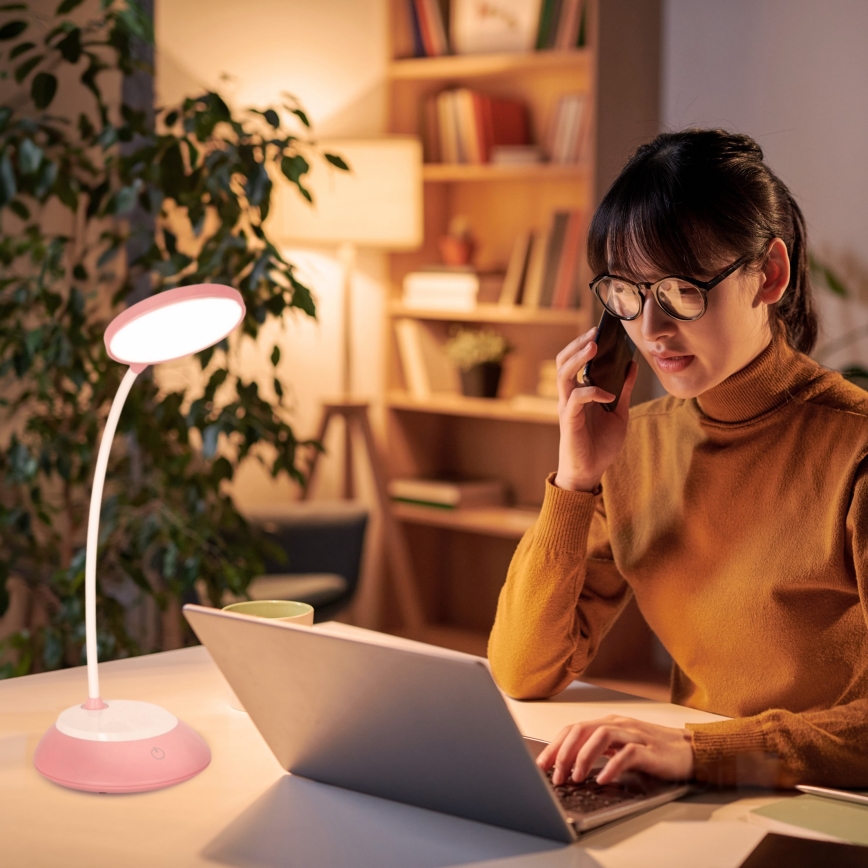 Lampe de table à intensité variable rechargeable VISUA LED/5W/5V 3000-5000K 1200 mAh rose