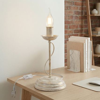 Lampe de table ANTON 1xE14/60W/230V patine blanche