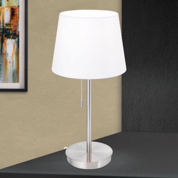 Lampe de table avec port USB LUDWIG 1xE27/40W/230V 50 cm blanc/chrome mat