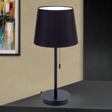 Lampe de table avec port USB LUDWIG 1xE27/40W/230V 50 cm noir