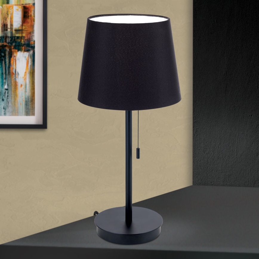 Lampe de table avec port USB LUDWIG 1xE27/40W/230V 50 cm noir