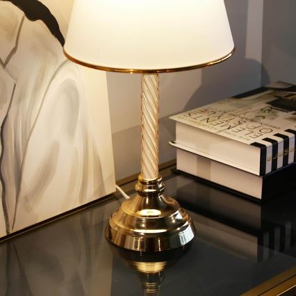 Lampe de table AYD 1xE27/40W/230V blanche/dorée