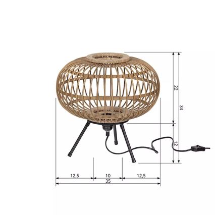 Lampe de table BASICLABEL 1xE27/40W/230V bambou