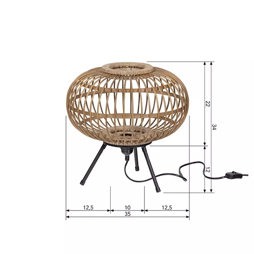 Lampe de table BASICLABEL 1xE27/40W/230V bambou
