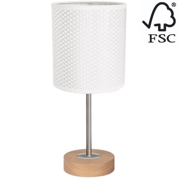 Lampe de table BENITA 1xE27/60W/230V 30 cm blanc/chêne – FSC certifié