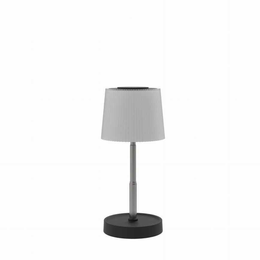 Lampe de table d'extérieur rechargeable LED à intensité réglable — 2W/5V, IP44, 1200 mAh, gris