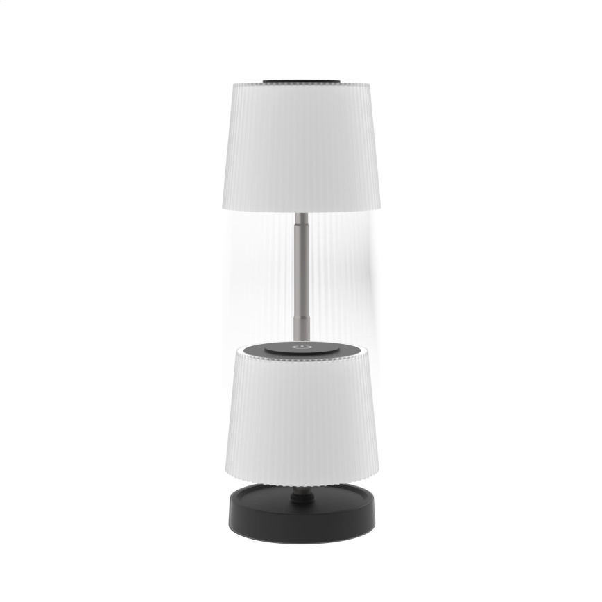 Lampe de table d'extérieur rechargeable LED à intensité réglable — 2W/5V, IP44, 1200 mAh, gris