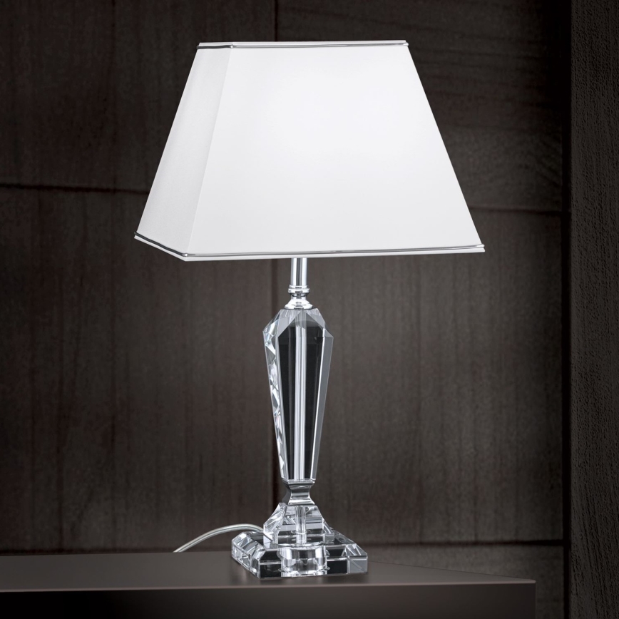 Lampe de table en cristal VERONIQUE 1xE27/60W/230V blanc/chrome