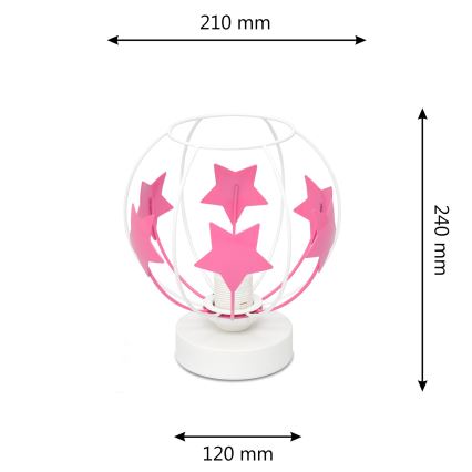 Lampe de table enfant STARS 1xE27/15W/230V rose/blanc