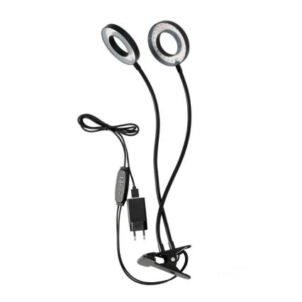 Lampe de table flexible à intensité variable avec pince pour la culture de plantes VITARO 2xLED/4W/230V noir