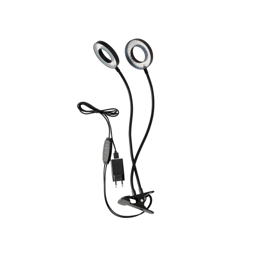 Lampe de table flexible à intensité variable avec pince pour la culture de plantes VITARO 2xLED/4W/230V noir