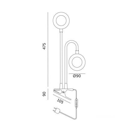 Lampe de table flexible à intensité variable avec pince pour la culture de plantes VITARO 2xLED/4W/230V noir