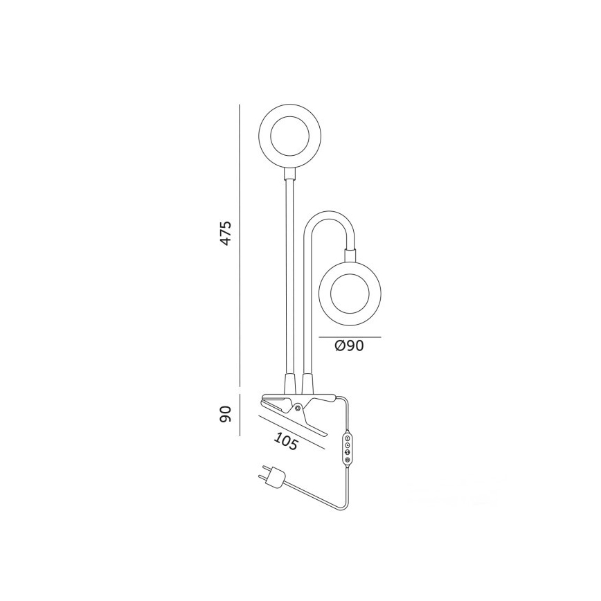 Lampe de table flexible à intensité variable avec pince pour la culture de plantes VITARO 2xLED/4W/230V noir